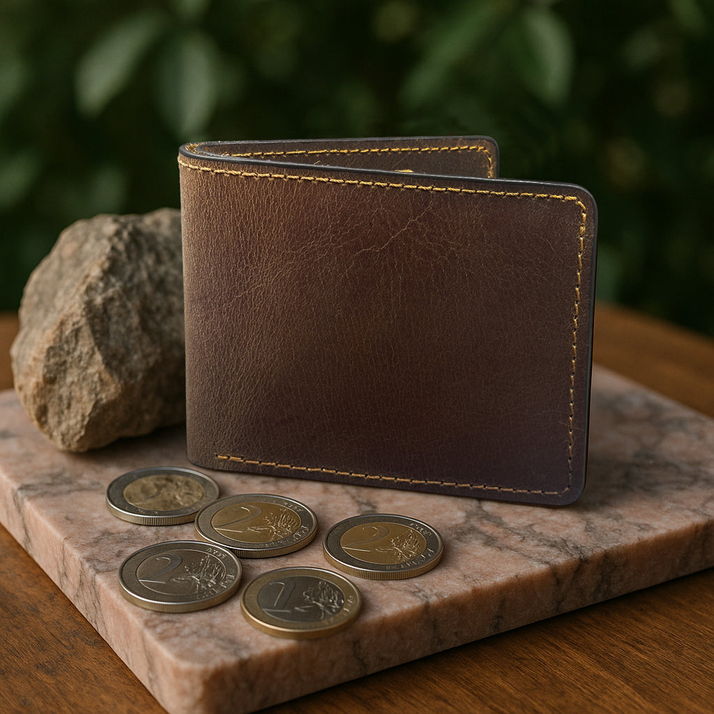 The Arrow - Classic Bi-Fold Leather Wallet - Brown/Black
