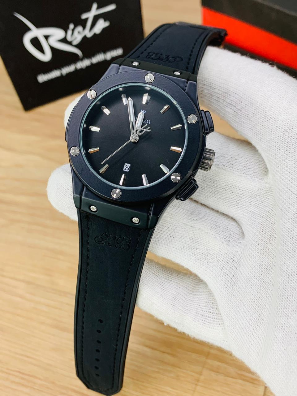 HB Classic Fusion - Leather Straps - Premium Watch - Full Black