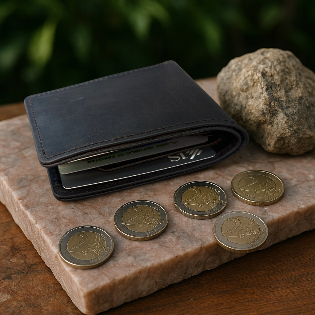 The Arrow - Classic Bi-Fold Leather Wallet - Black
