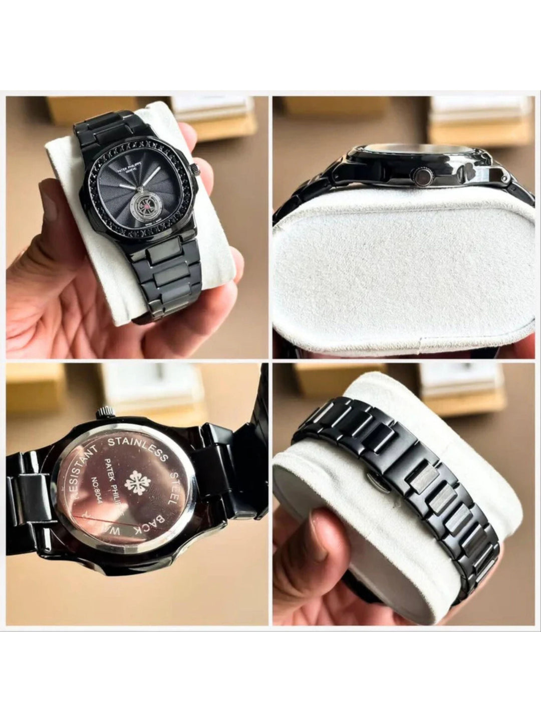 Patek Black Diamond Studded Premium Watch
