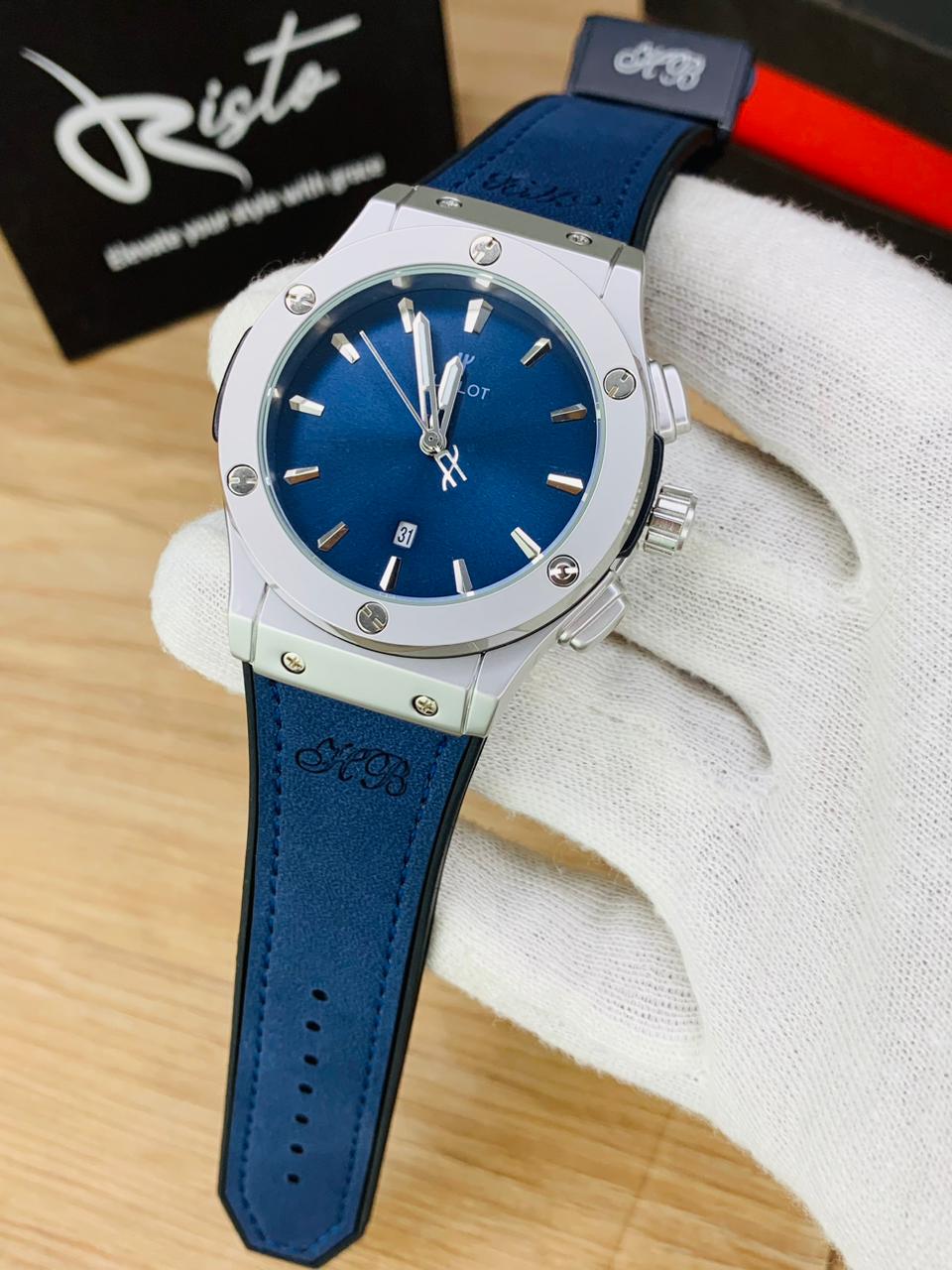 HB Classic Fusion - Leather Straps - Premium Watch - Blue