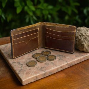 The Arrow - Classic Bi-Fold Leather Wallet - Brown