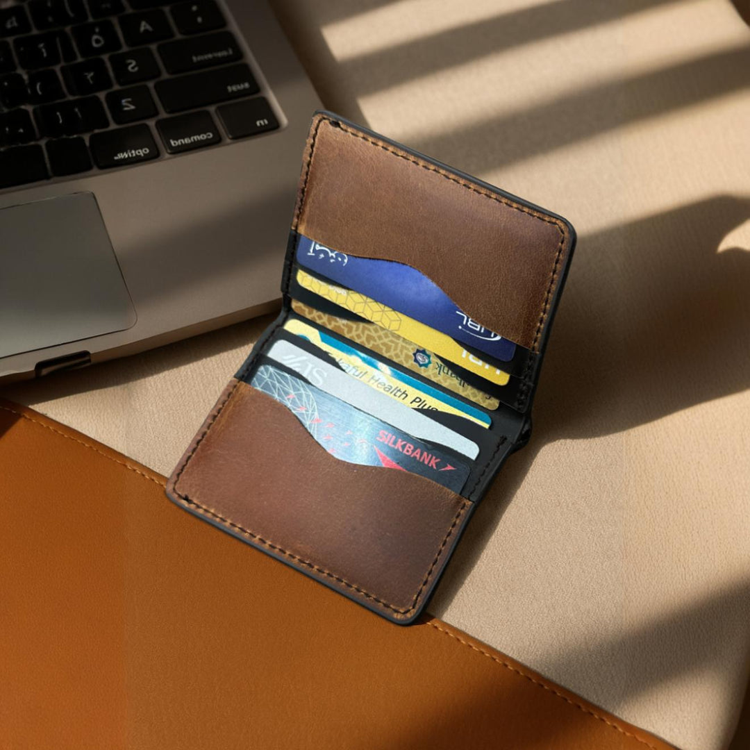 The Warp - Leather Cardholder Wallet - Black/Brown
