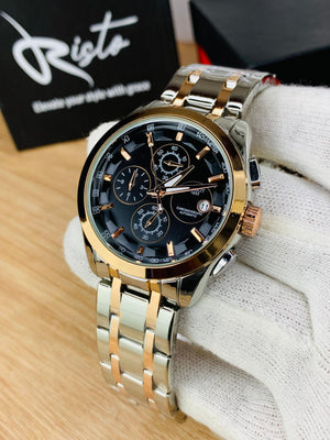 Tissot Luxury Chronograph Watch for Men | Stainless Steel - Rose Gold Black