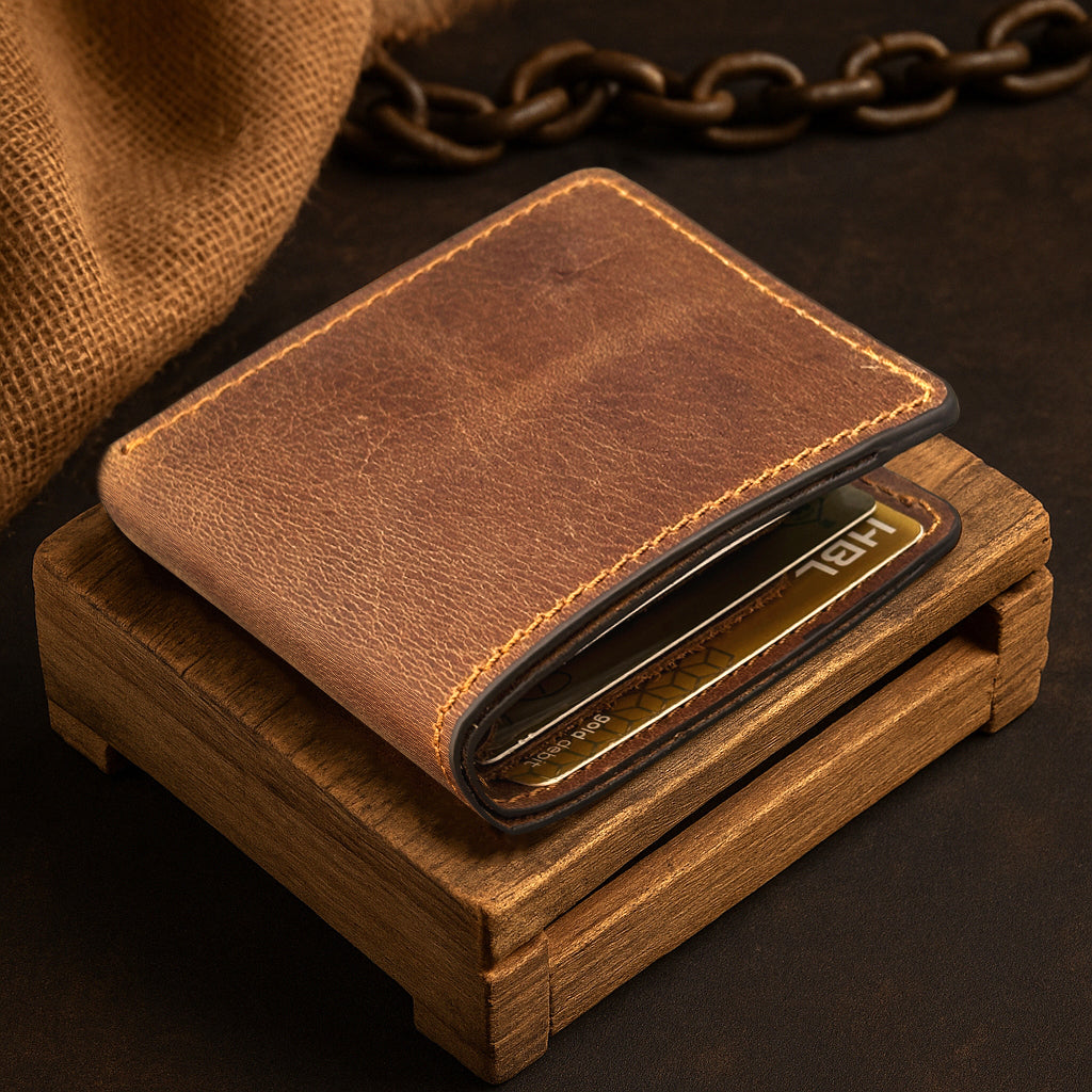 The Curve - A Leather Bifold Wallet - Brown