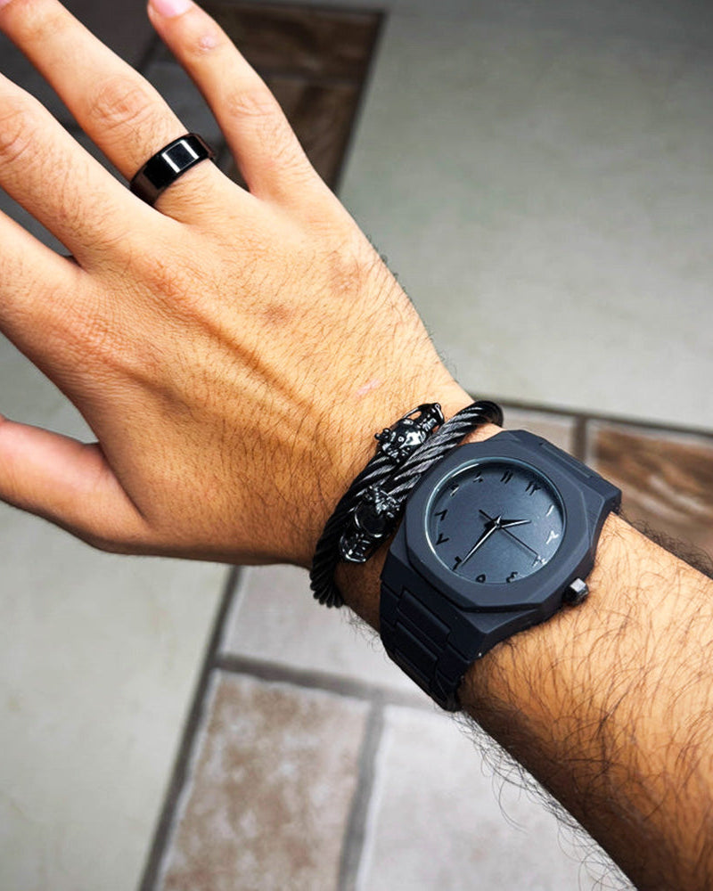 Black Arabic Aura Men's Watch