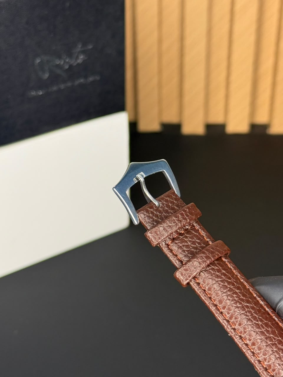 Cartier Tank Plain Dial Watch - Leather Straps Brown Black Dial