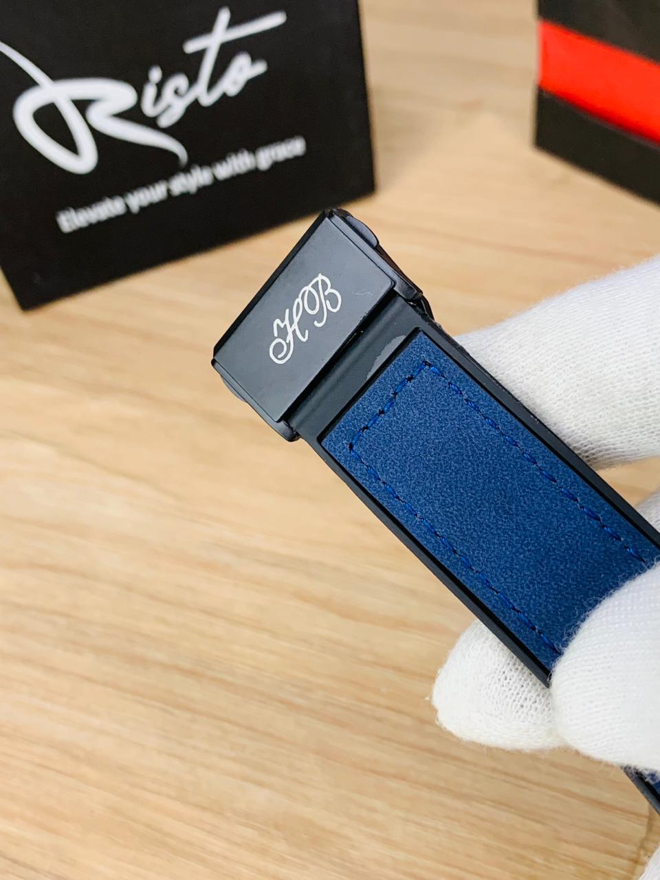HB Classic Fusion - Leather Straps - Premium Watch - Blue