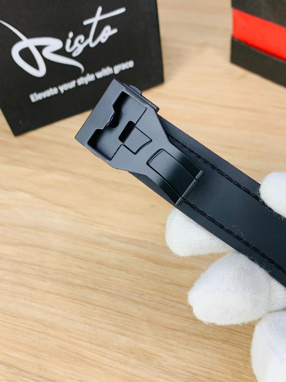 HB Skeleton Leather Straps - Premium Watch - Full Black
