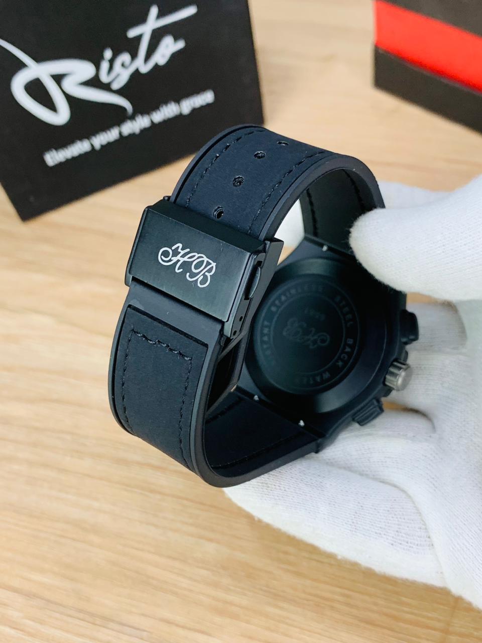 HB Arabic Dial - Leather Straps - Premium Watch - Full Black