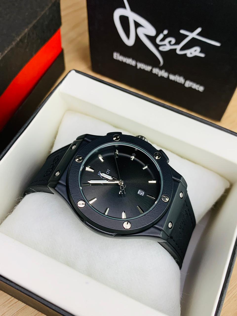 HB Classic Fusion - Leather Straps - Premium Watch - Full Black