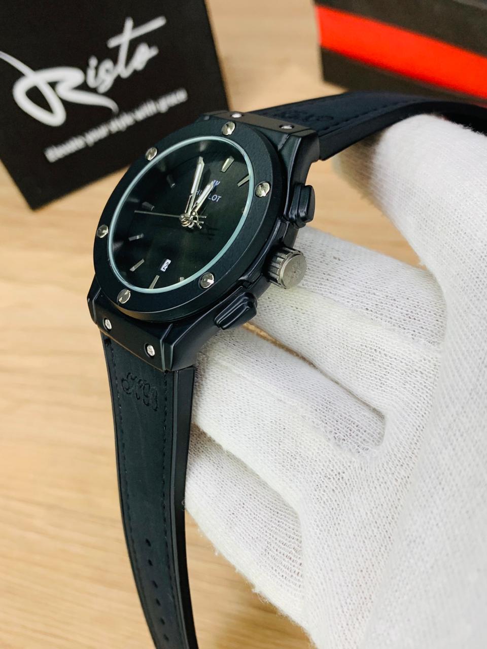 HB Classic Fusion - Leather Straps - Premium Watch - Full Black
