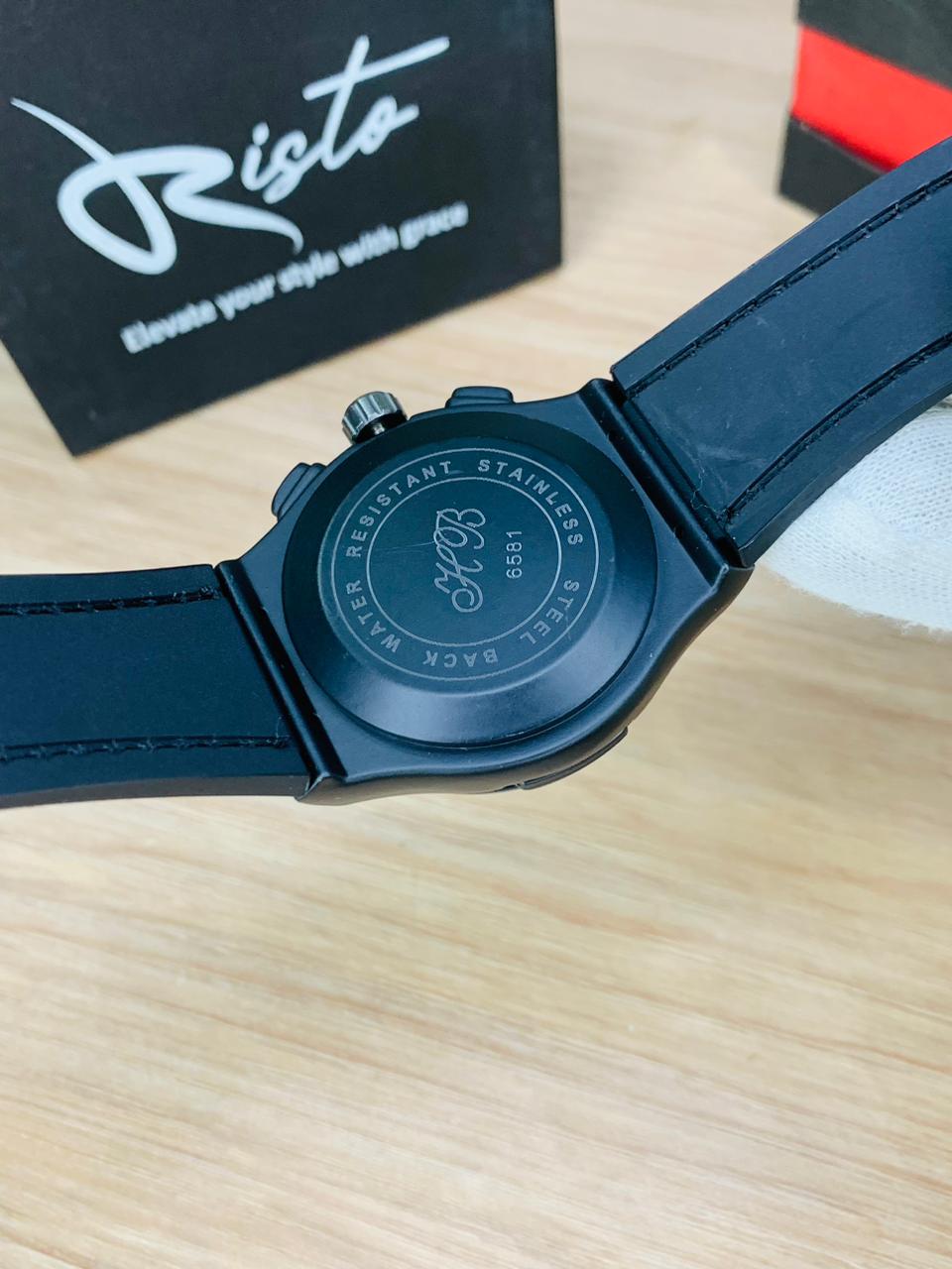 HB Classic Fusion - Leather Straps - Premium Watch - Full Black